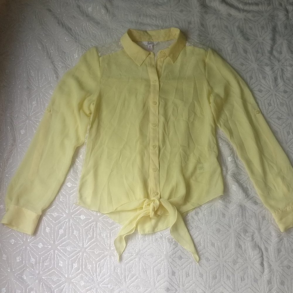 Lace Tie Front Blouse
